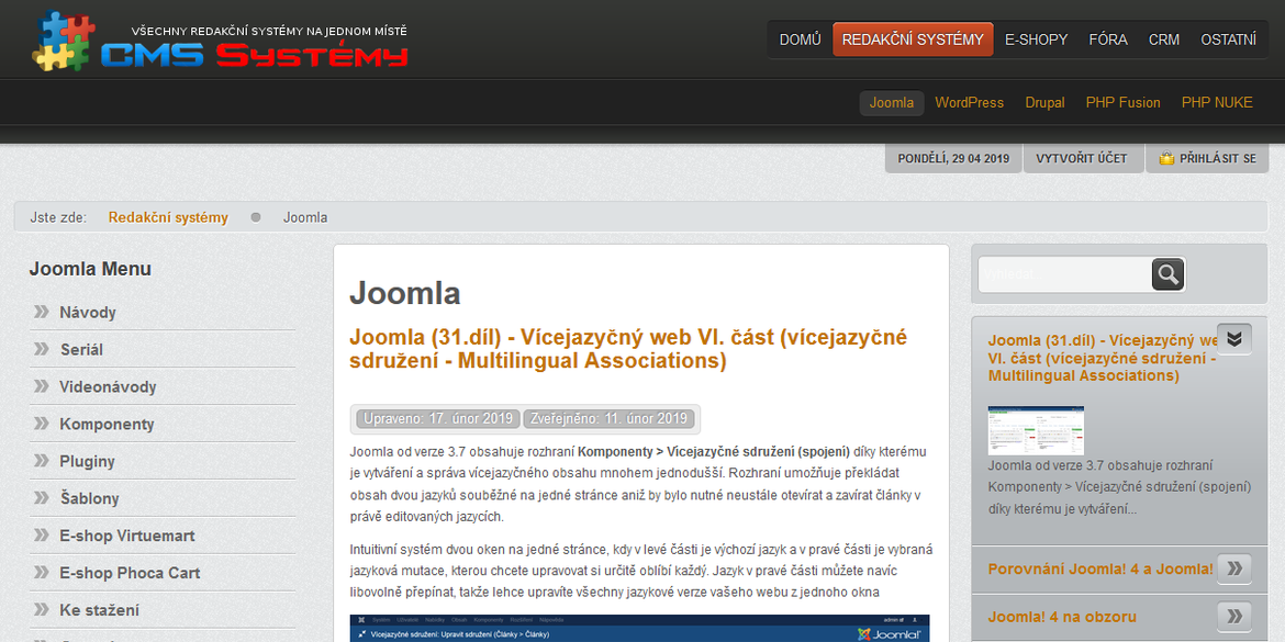 Joomla seriál na CMS systémy