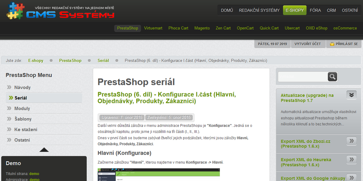 PrestaShop seriál na CMS systémy