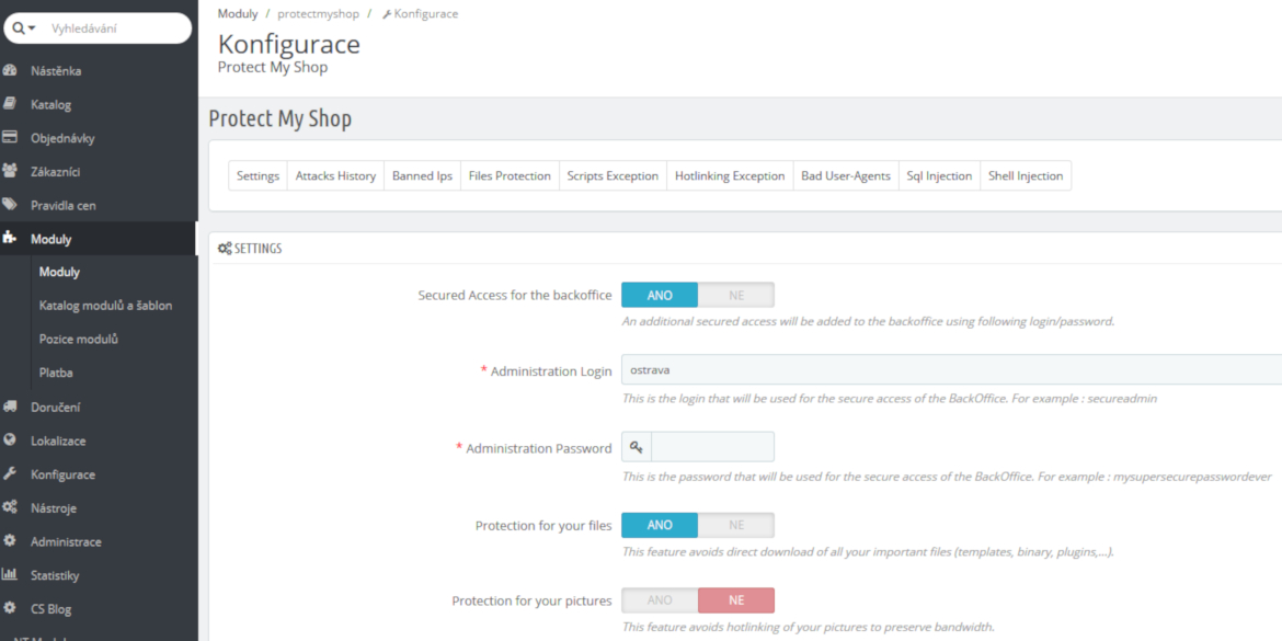 Protect My Shop - zabezpečení PrestaShop