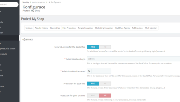 Protect My Shop - zabezpečení PrestaShop