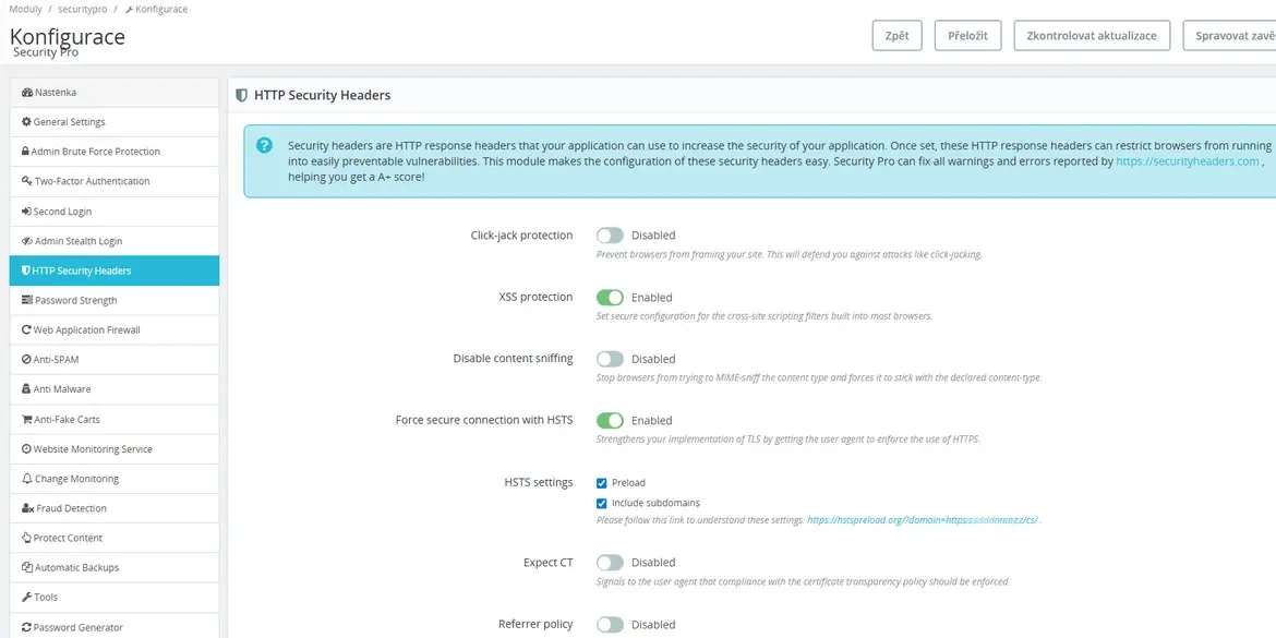 Komplexní zabezpečení PrestaShopu s modulem Security Pro – All in One